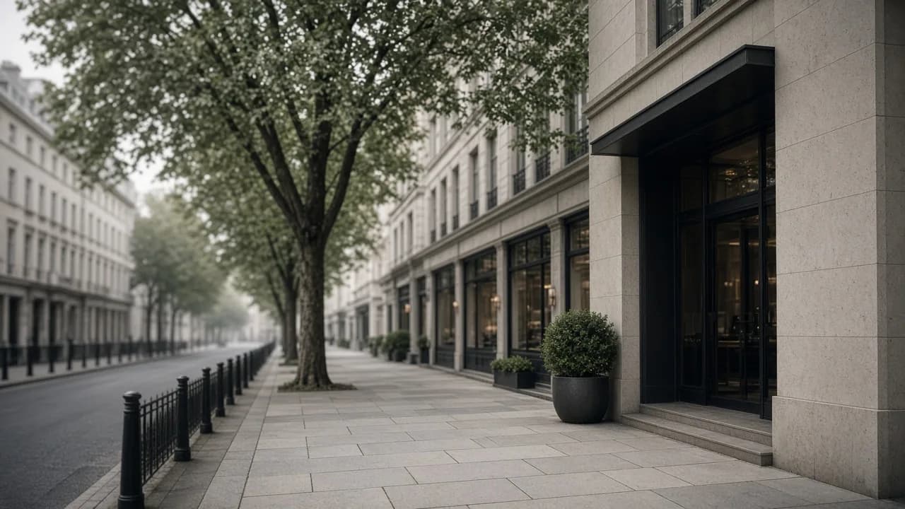 Quiet city street near Wexford Residence